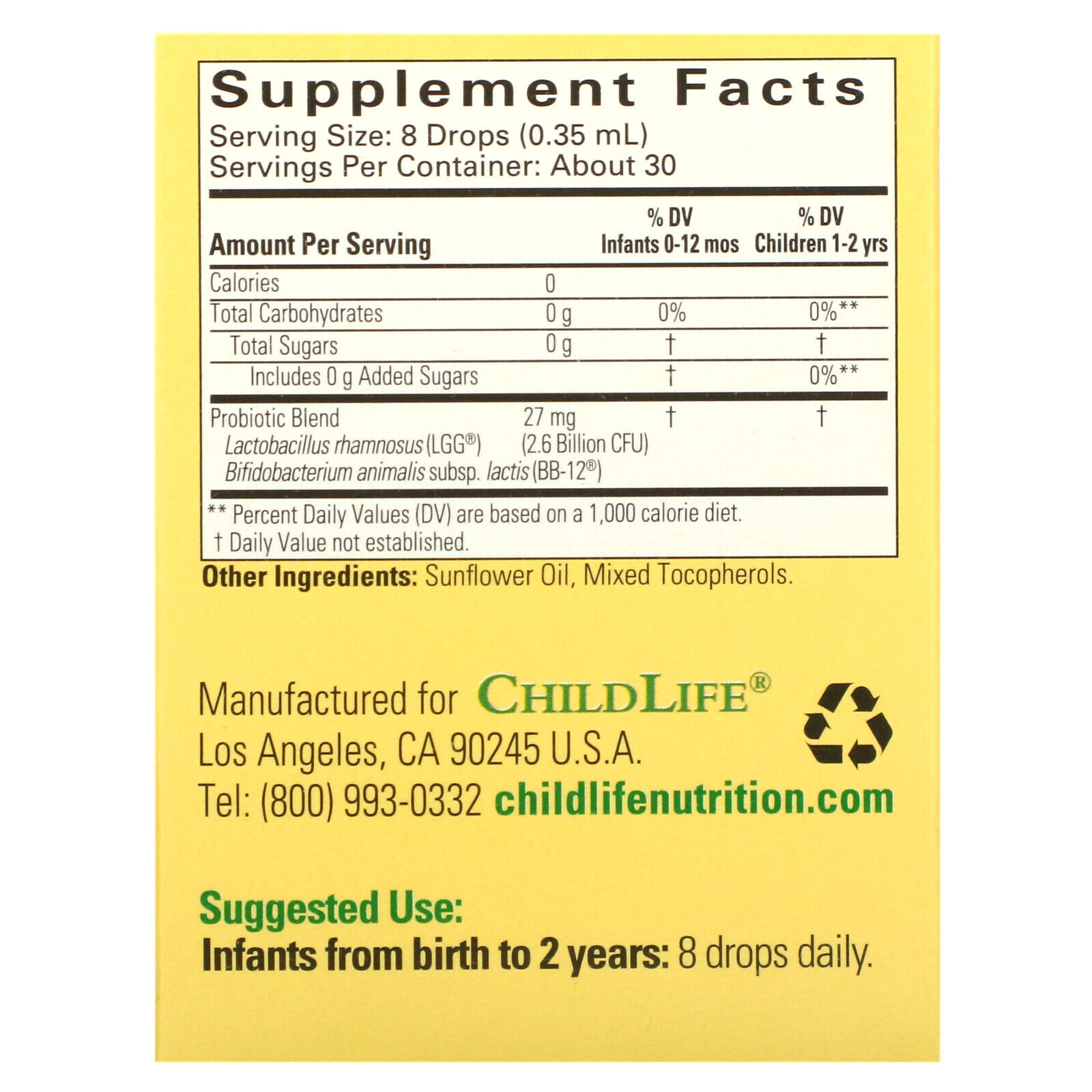 ChildLife, Infant Probiotic Drops, 2.6 Billion , 10.5 ml