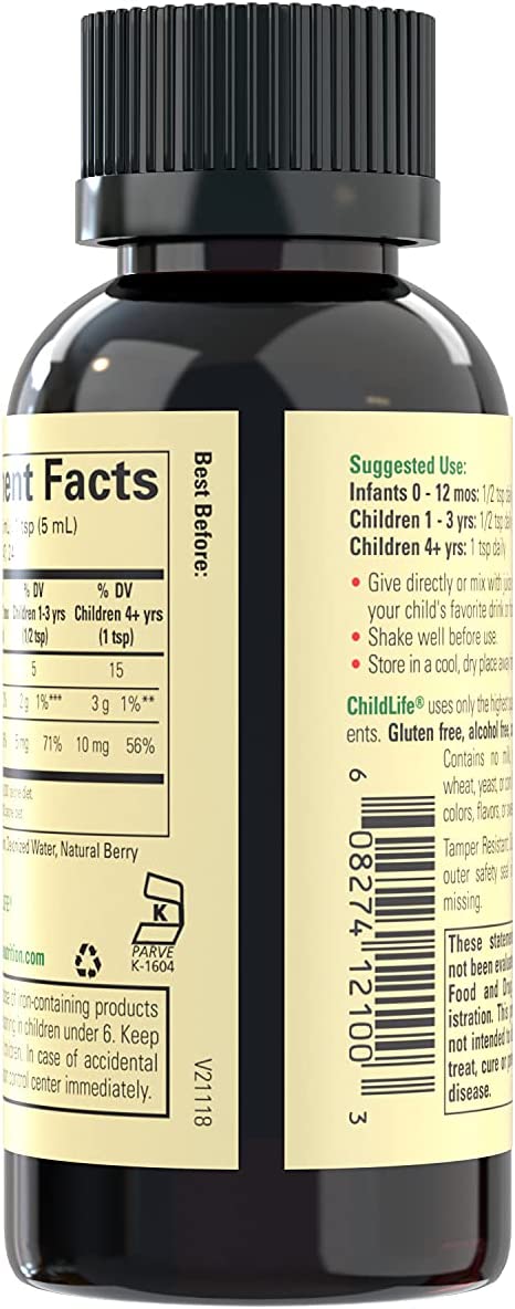 ChildLife , Liquid Iron , Natural Berry Flavor , 118 ml