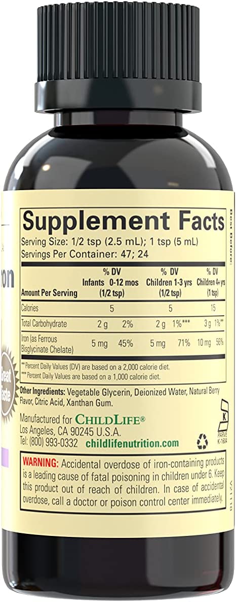 ChildLife , Liquid Iron , Natural Berry Flavor , 118 ml