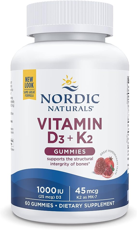Nordic Naturals, Vitamin D3 + K2 Gummies, Pomegranate, 60 Gummies