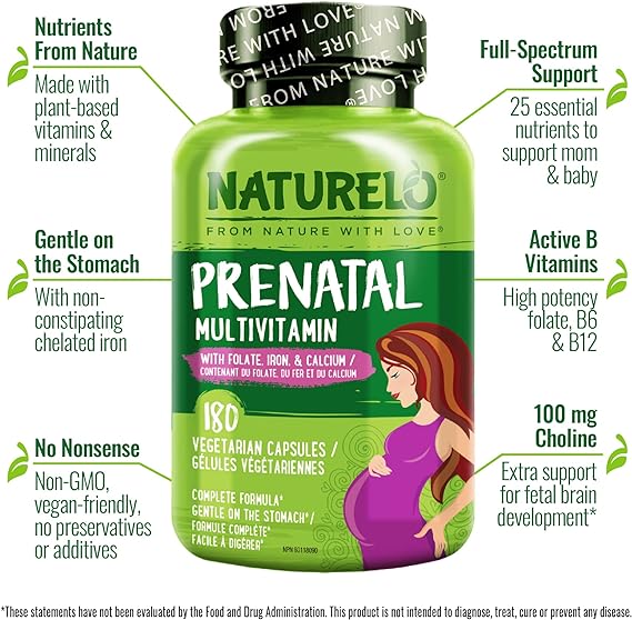 NATURELO, Prenatal Multivitamin, 180 Vegetarian Capsules