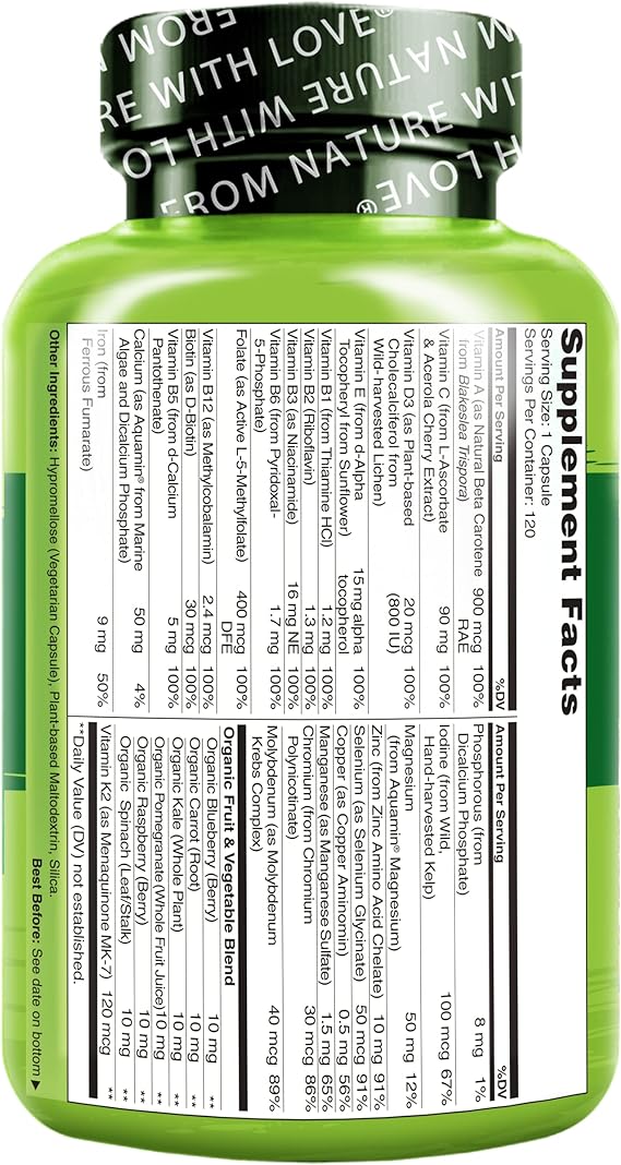 NATURELO, One Daily Multivitamin for Women, 120 Vegetable Capsules