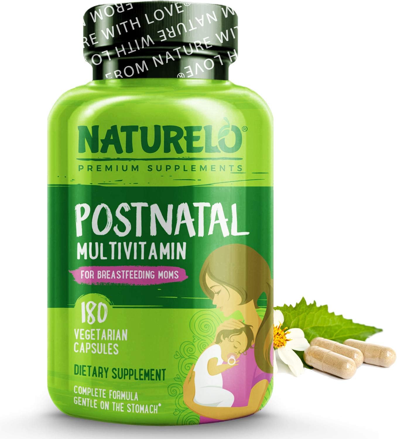 NATURELO, Postpartum Multivitamin for Breastfeeding Moms, 180 Vegetarian Capsules