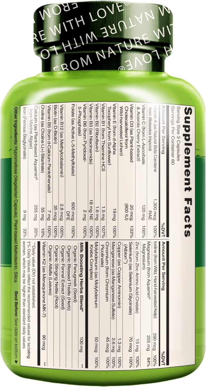 NATURELO, Postpartum Multivitamin for Breastfeeding Moms, 180 Vegetarian Capsules