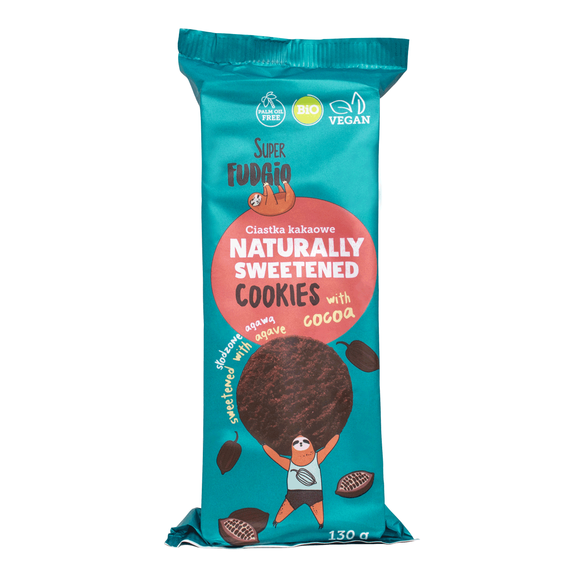 Super Fudgio, Organic cocoa cookies sweetened with agave, 130 g