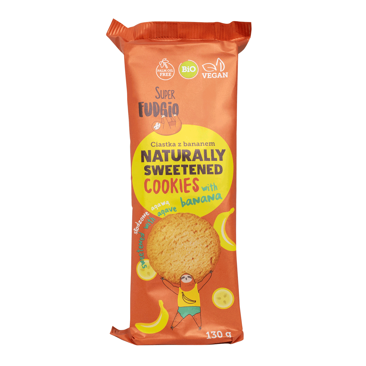 Super Fudgio, Banana Cookies Sweetened With Agave, 130g