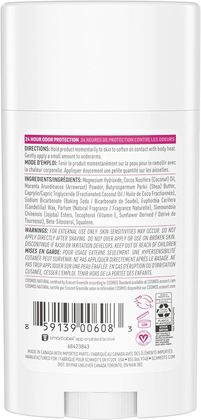 Schmidt's, Natural Deodorant, Rose & Vanilla, 92g