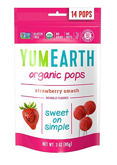 YumEarth, Organic Pops, strawberry smash, 14pc