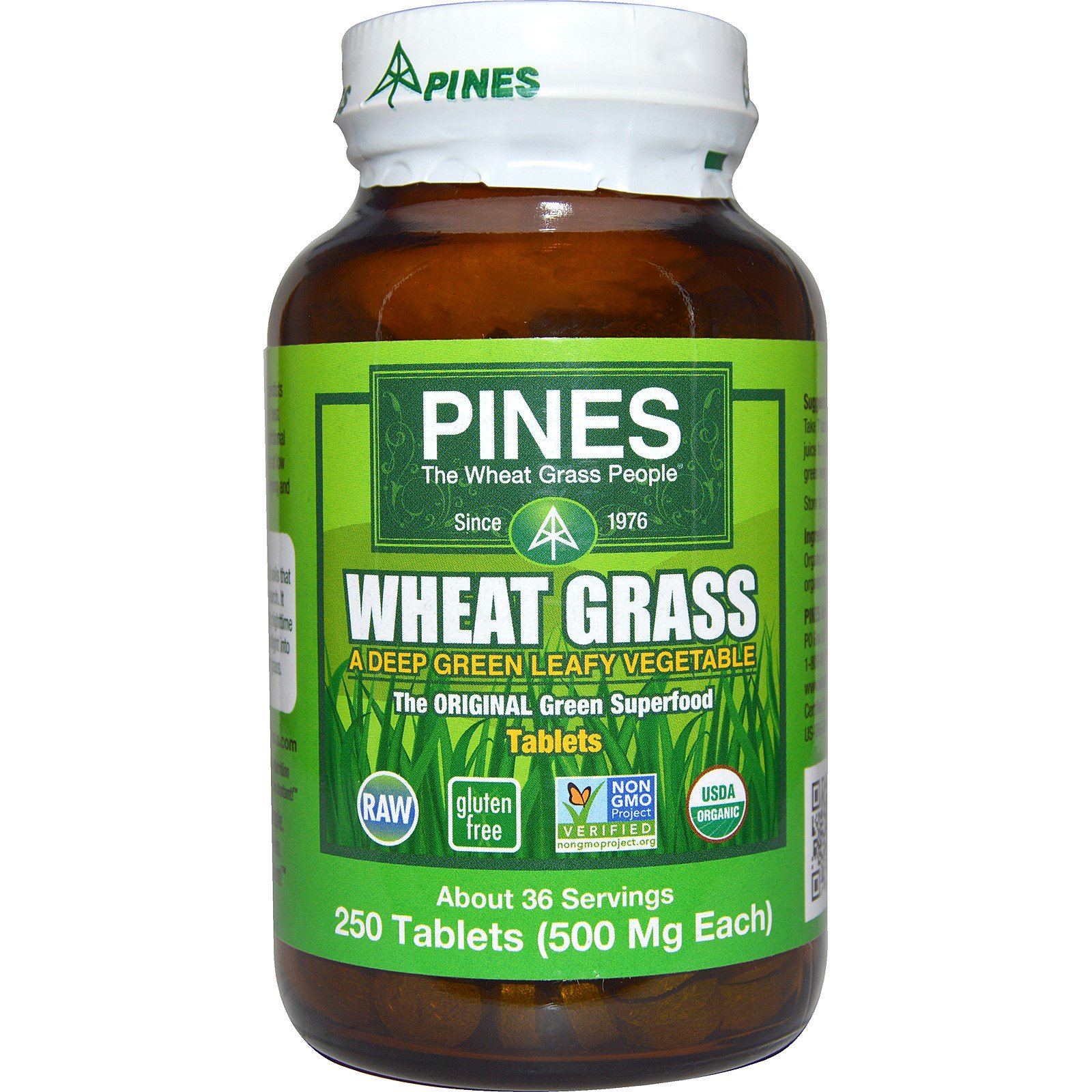 Pines International, Wheat Grass, 500 mg, 250 Tablets