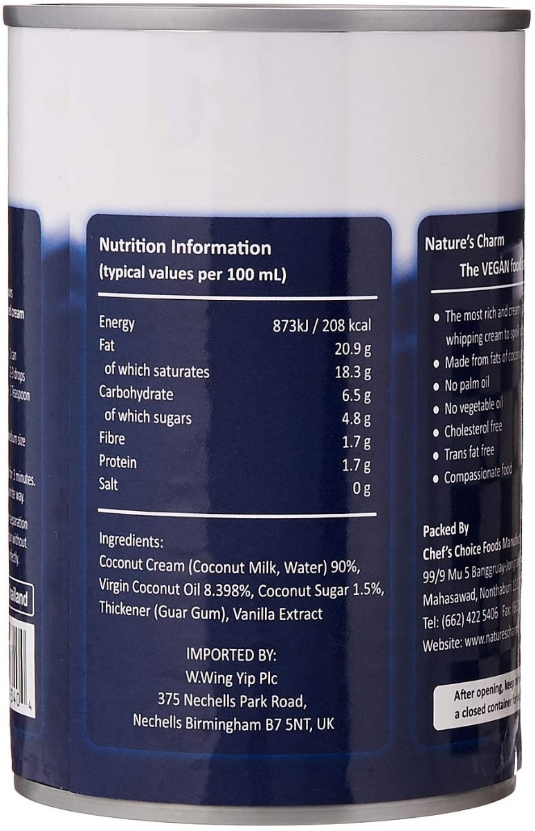 Natures Charm, Coconut whipping cream, 400 ml