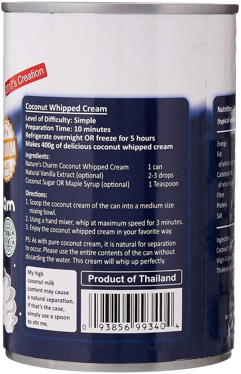 Natures Charm, Coconut whipping cream, 400 ml