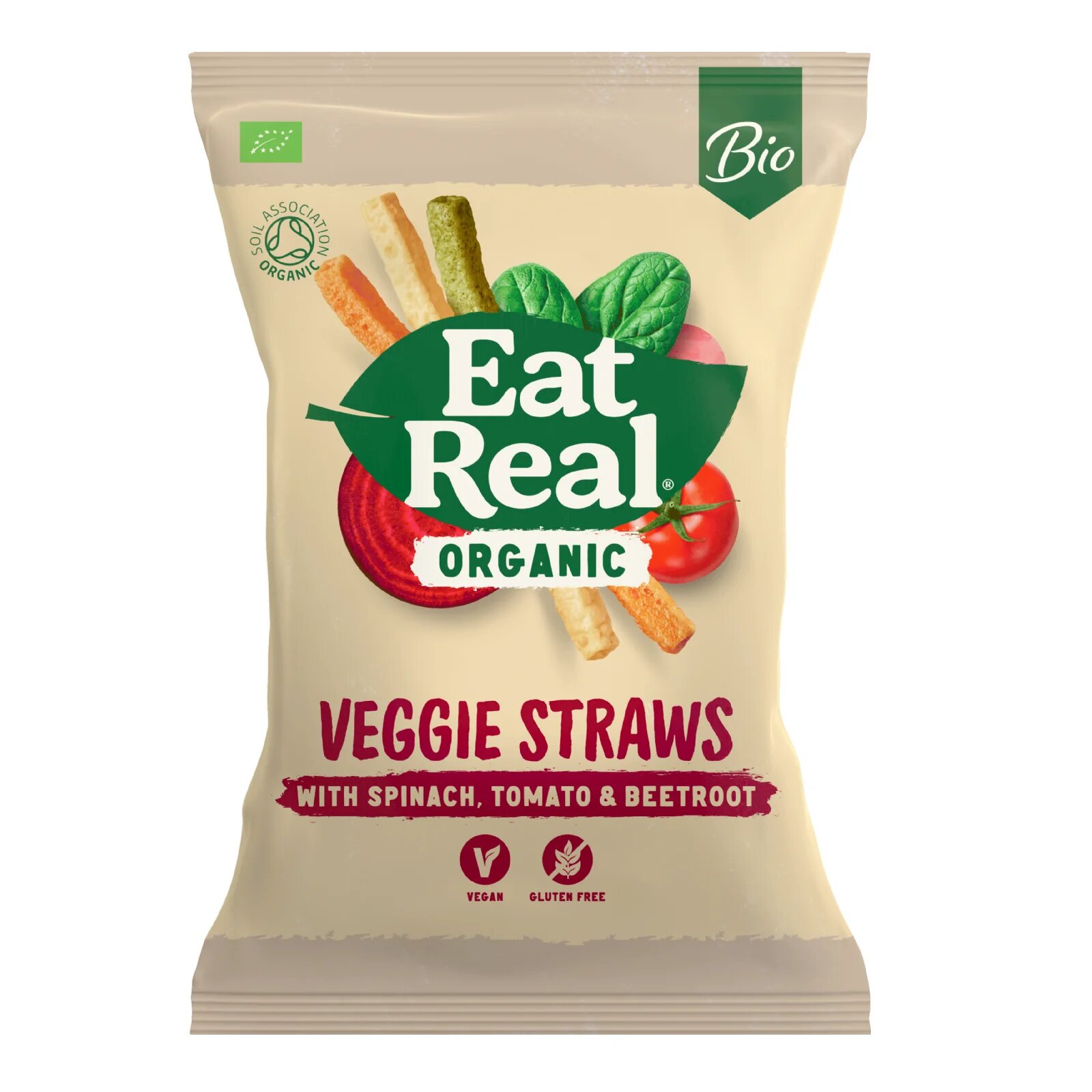 EatReal, Veggie straws, organic, sea salt, 100g