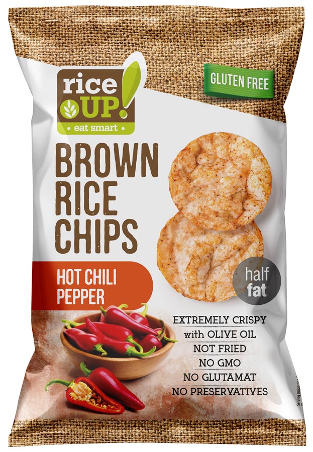 Riceup, Brown rice chips, Hot pepper chilli, 60g