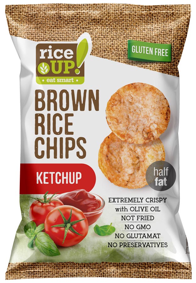 Riceup, Brown rice chips, ketchup, 60g