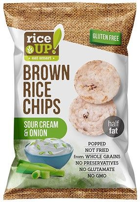 Riceup, Brown rice chips, Sour cream and onion, 60g