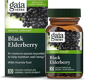 Gaia Herbs, Black Elderberry with Acerola Fruit, 30 Vegan Capsules