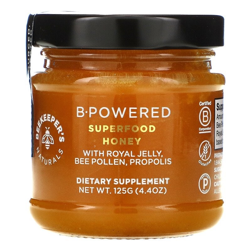 Beekeepers Naturals, B. Powered Superfood Honey, 125 g