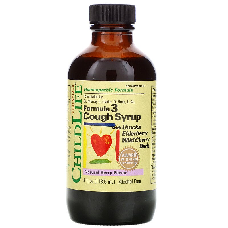 ChildLife, Essentials, Formula 3 Cough Syrup, Alcohol Free, Natural Berry Flavor, 118.5 ml
