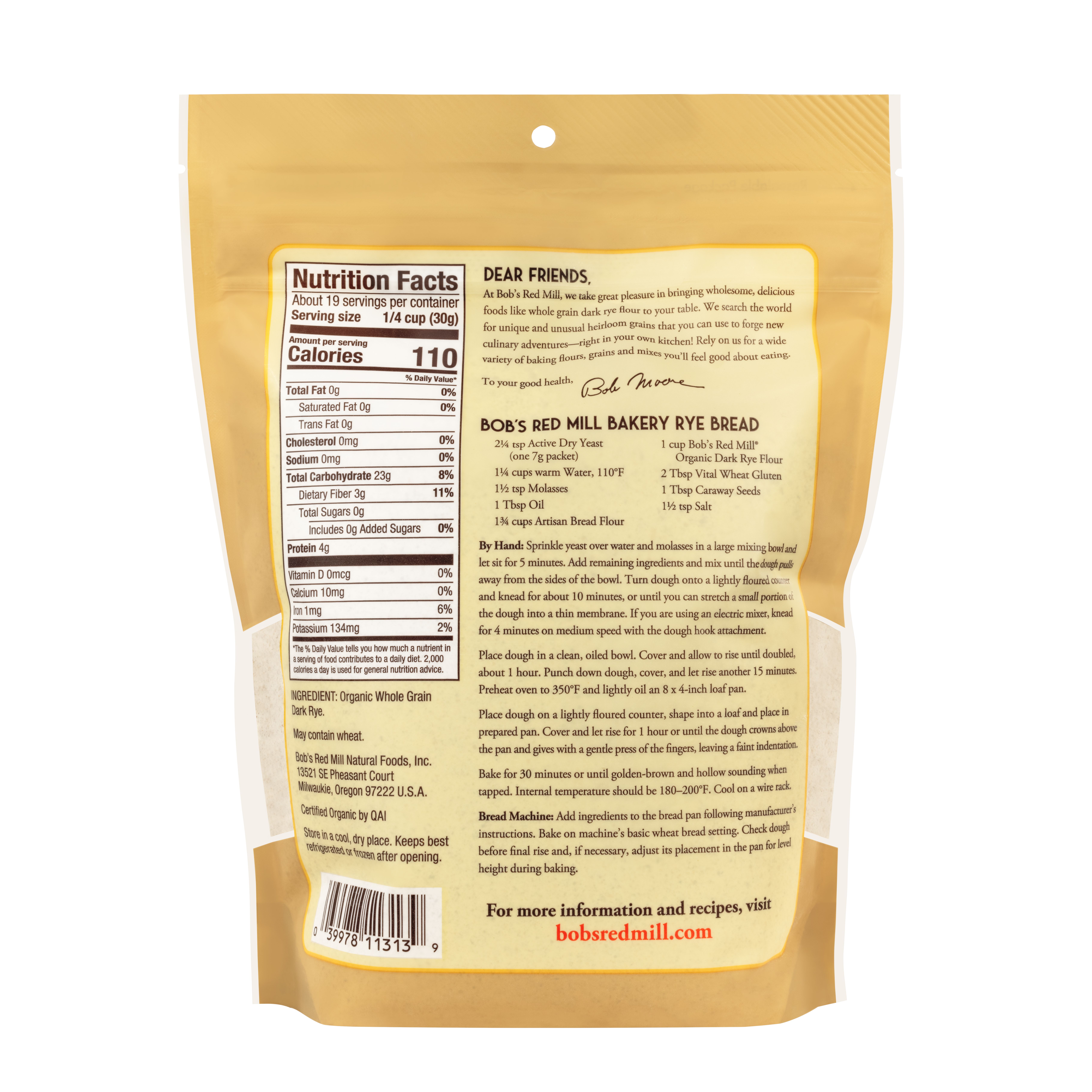 Bobs Red Mill,Organic Dark Rye Flour,567g