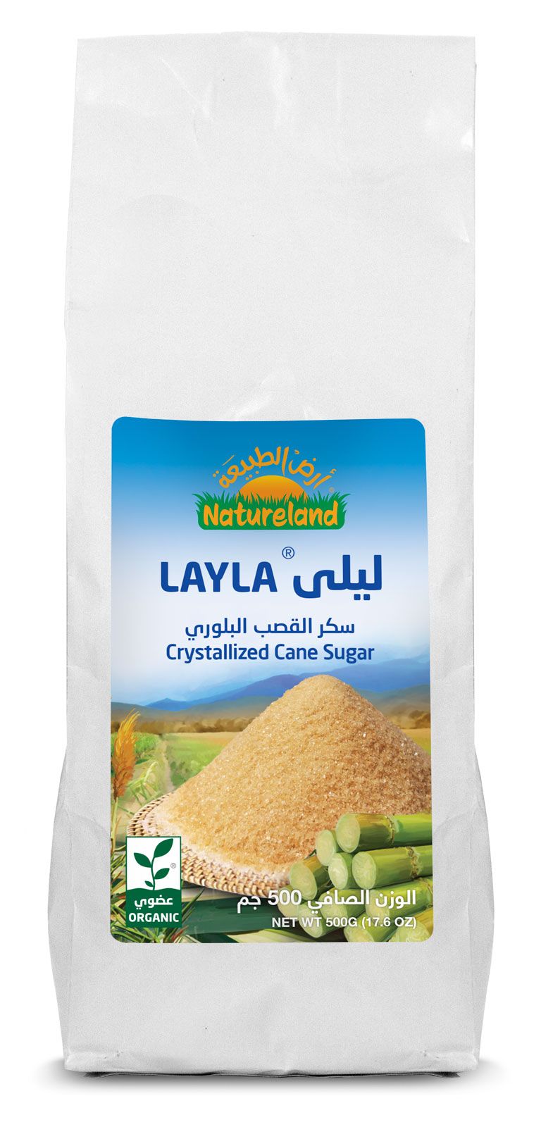Natureland,Layla Crystallized Cane Sugar,500g