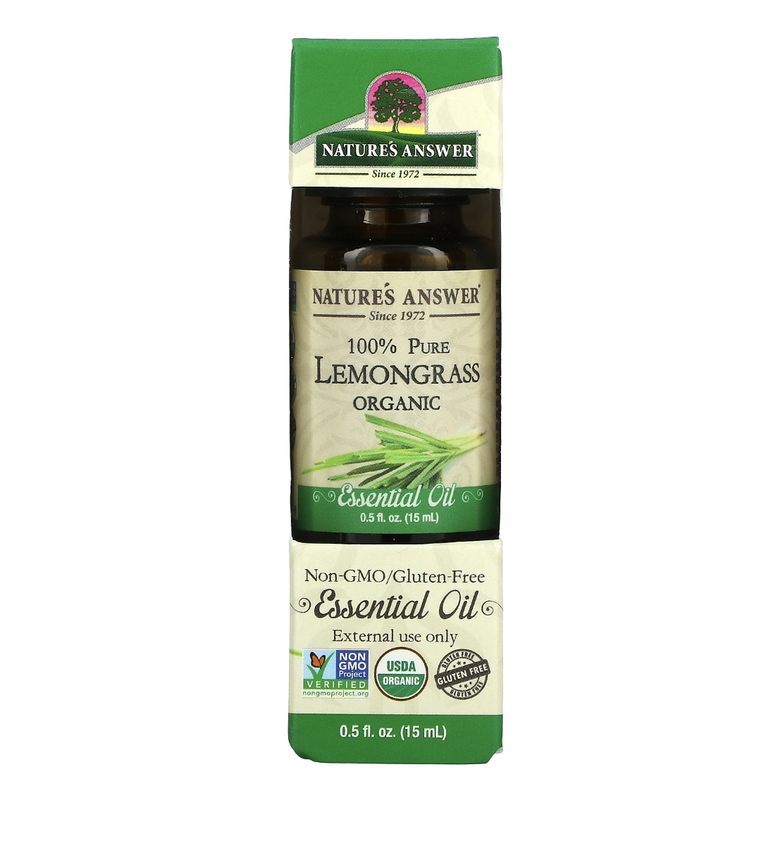 Nature’s Answer,Organic essential oil, 100% Purelemon grass,15ml