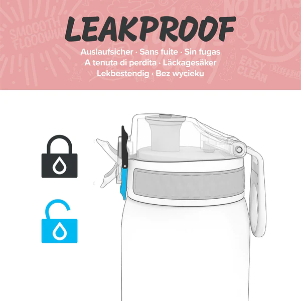 Ion8 , Water Bottle , Slim , Pink Color , 600 ml