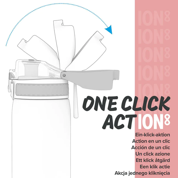 Ion8 , Water Bottle , Slim , Pink Color , 600 ml